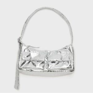 Baggu Silver Metallic Cargo Shoulder Bag